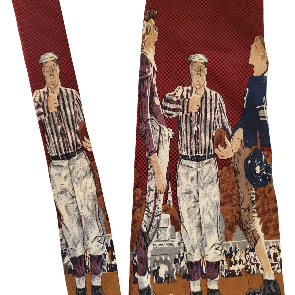 Norman‎ Rockwell Van Heusen Silk Tie Saturday Evening  Football Referee Vintage